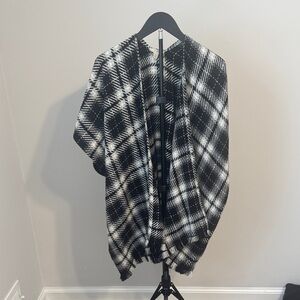 LOFT Black and White Plaid Vest